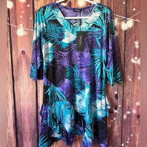 Papa Vancouver Purple and Blue Tropical Swim Coverup